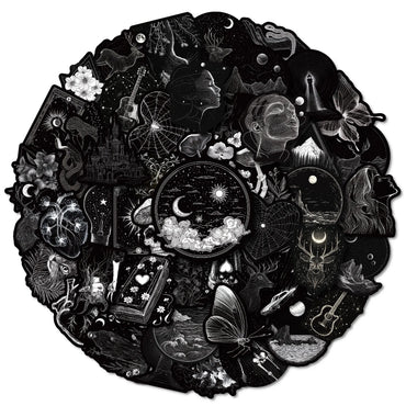 10/50Pcs Aesthetic Black White Gothic Graffiti Stickers Skull DIY Motorcycle Laptop Phone Helmet Car Stationery Cool Decals Toys (ONLINE ORDER ONLY)
