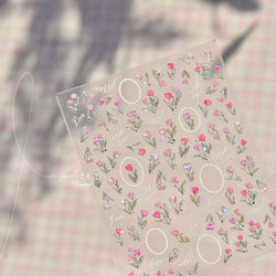 Retro Border Colourful Pink Purple Tulip Flower Bouquet Garden Fragrant 5D Soft Relief Adhesive Nail Art Sticker Manicure Decals (ONLINE ORDER ONLY)