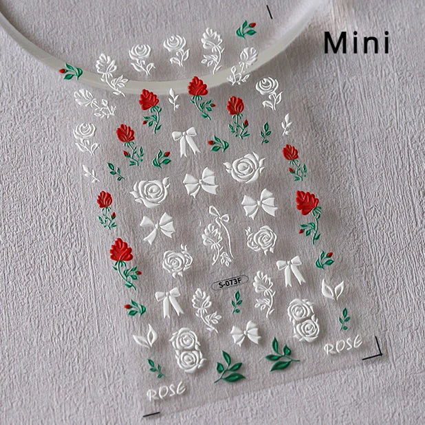 Pretty Red Equinox Flowers Tragedy Love Nine-tailed Fox Mask Manjusaka Chinese Style Soft Relief Nail Art Sticker Manicure Decal (ONLINE ORDER ONLY)