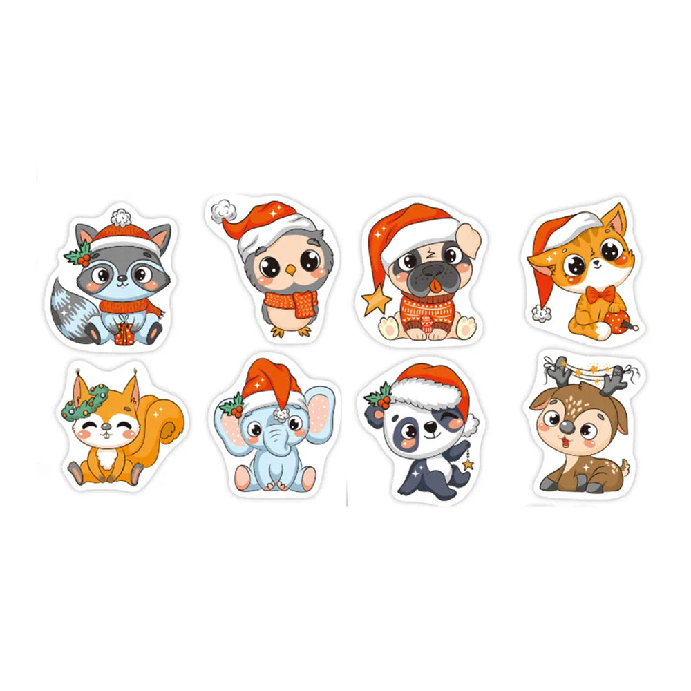 100-500pcs Heterotypic Christmas Themed Animals Stickers DlY Christmas Holiday Party Decoration Label Stationery Stickers (ONLINE ORDER ONLY)