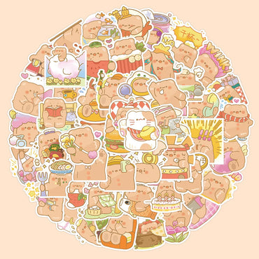 10/30/60/120PCS Cute Bear Cartoon Stickers Toy DIY Skateboard Bike Luggage Suitcase Phone Bike Classic Kids Toy Sticker Decals (Online Order Only)