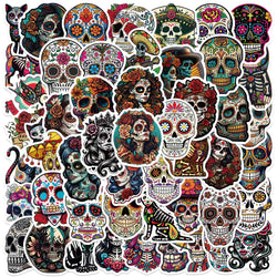 50PCS Day of the Dead Skull Stickers Waterproof for Laptop, Bicycle, Guitar, Skateboard, Car (Online Order Only)