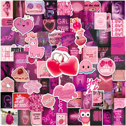 10/30/50/100PCS Cute Pink Stickers Graffiti Cartoon Decals Waterproof DIY Toys Motorcycle Phone Suitcase Guitar Fridge Toys Gift (ONLINE ORDER ONLY)