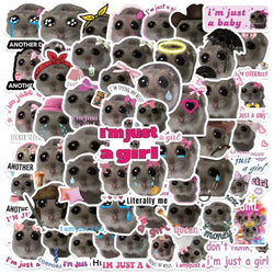 10/56PCS Cute Funny Sad Hamster Meme Stickers Just a Girl Graffiti Decals DIY Stationery Scrapbook Bike Phone Guitar Sticker Toy (Online Order Only)