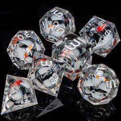 7 Piece Handcrafted Sharp Edged Dice Set With Liquid Core Eyeball (Online Order Only)
