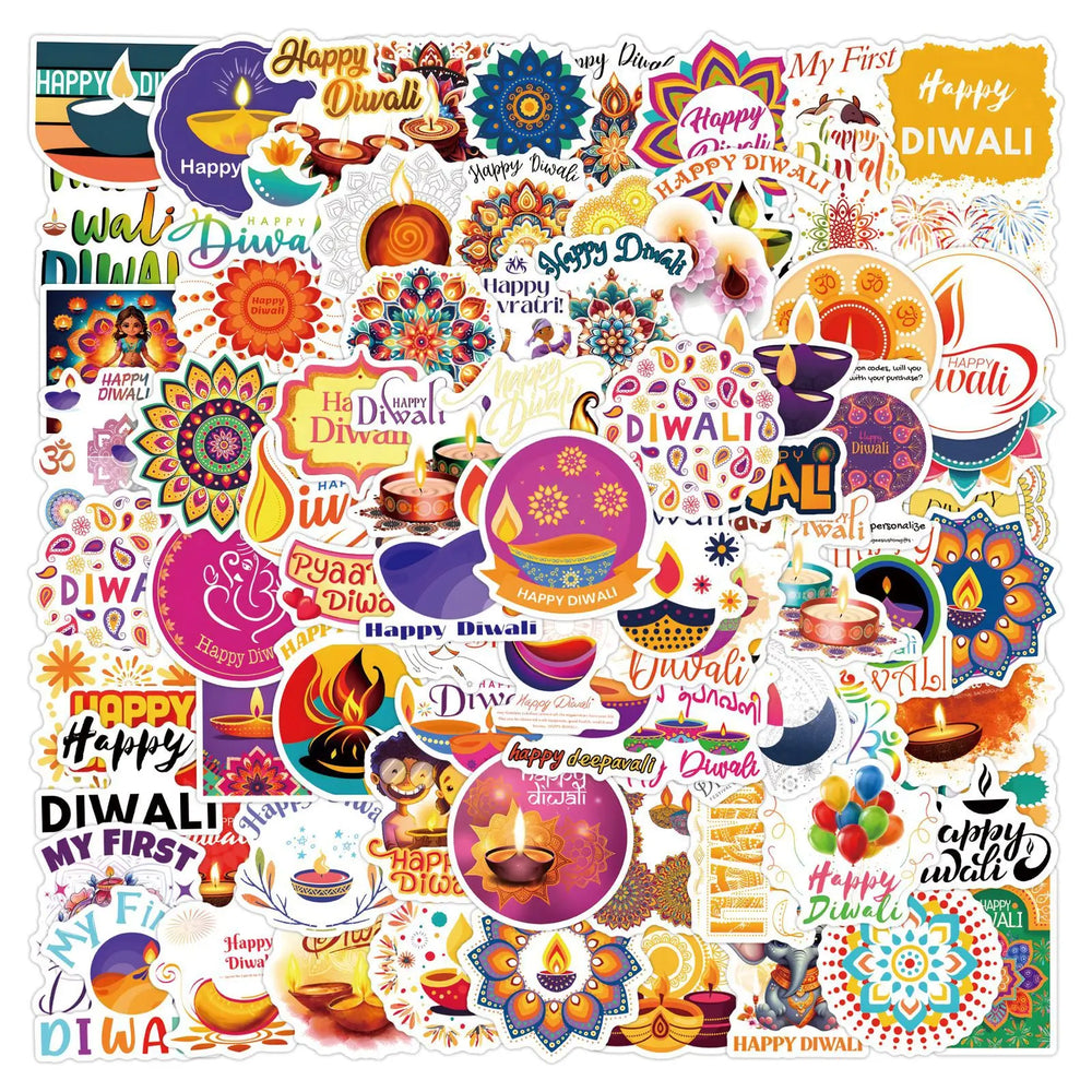 Diwali Cartoon Sticker Pack - Fridge Laptop Luggage Skateboard Graffiti (ONLINE ORDER ONLY)
