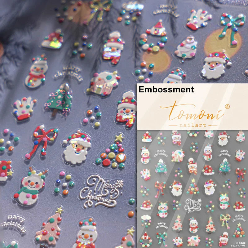 Winter Dreamy Hot Stamping Romantic White Pink Snowflakes Hexagon 3D Self Adhesive Nail Art Stickers Christmas Manicure Decals (ONLINE ORDER ONLY)