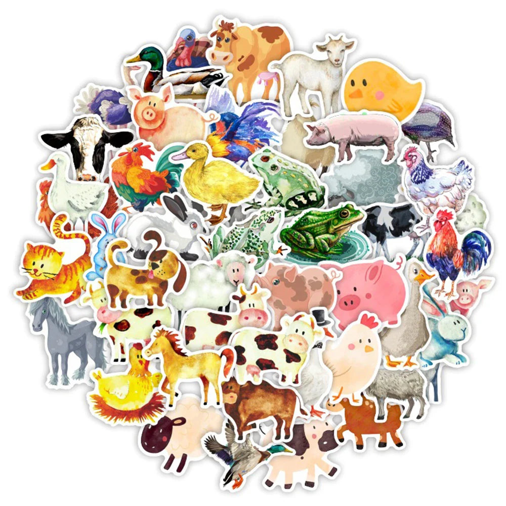 10/30/50PCS Kawaii Animal Toy Stickers DIY Cute Cartoon Decals Scrapbook Phone Luggage Guitar Laptop Car Waterproof Kids Sticker (ONLINE ORDER ONLY)