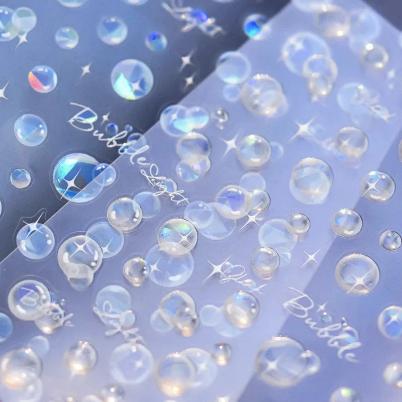 Summer Beach Dreamy Water Bubble Mermaid Shell Conch Starfish Jellyfish Soft Relief Decoration Nail Art Stickers Manicure Decals (ONLINE ORDER ONLY)