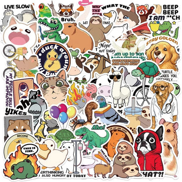 10/30/50PCS Funny Animal Colorful Sticky PVC Sticker Aesthetic DIY Decoration Scrapbooking Hand Accounting Supplies for Kids (ONLINE ORDER ONLY)