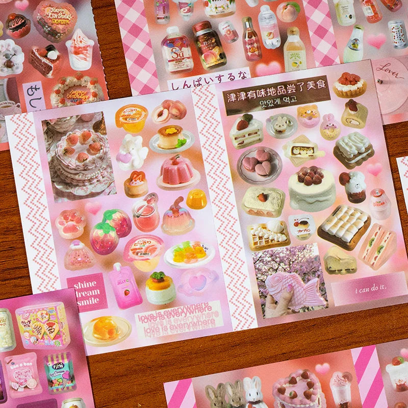 4pcs/set Japanese Vintage Food Sticker for Phone Camera Luggage Journal Sticker Kawaii Decoration Sticker Gift (ONLINE ORDER ONLY)