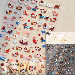 Lovely Dog Bone Bowknot Bread Graffiti Cake Cherry 3D Line Paw Adhesive Nail Art Stickers Cute Cartoon Manicure Decals Wholesale (ONLINE ORDER ONLY)