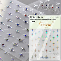 Irregular Stars Red Silver Five-pointed Star Meteor Shiny 5D Self Adhesive Nail Art Stickers Romantic Rhinestone Manicure Decals (ONLINE ORDER ONLY)