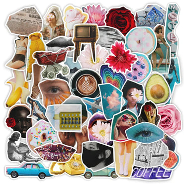 Vintage Y2K Stickers Pack: Aesthetic Motorcycle, Travel, Luggage, Guitar, Phone, Skateboard, Car Decoration (Online Order Only)
