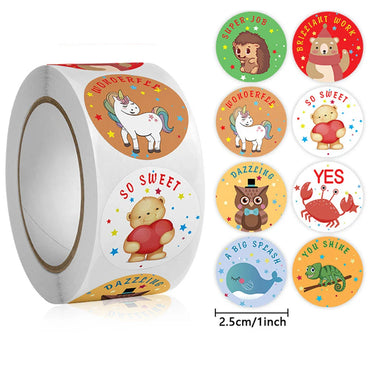 100-500pcs Animal Reward Stickers Adorable Round Kids Motivational Stickers Cartoon for Teacher Classroom Supplies (ONLINE ORDER ONLY)