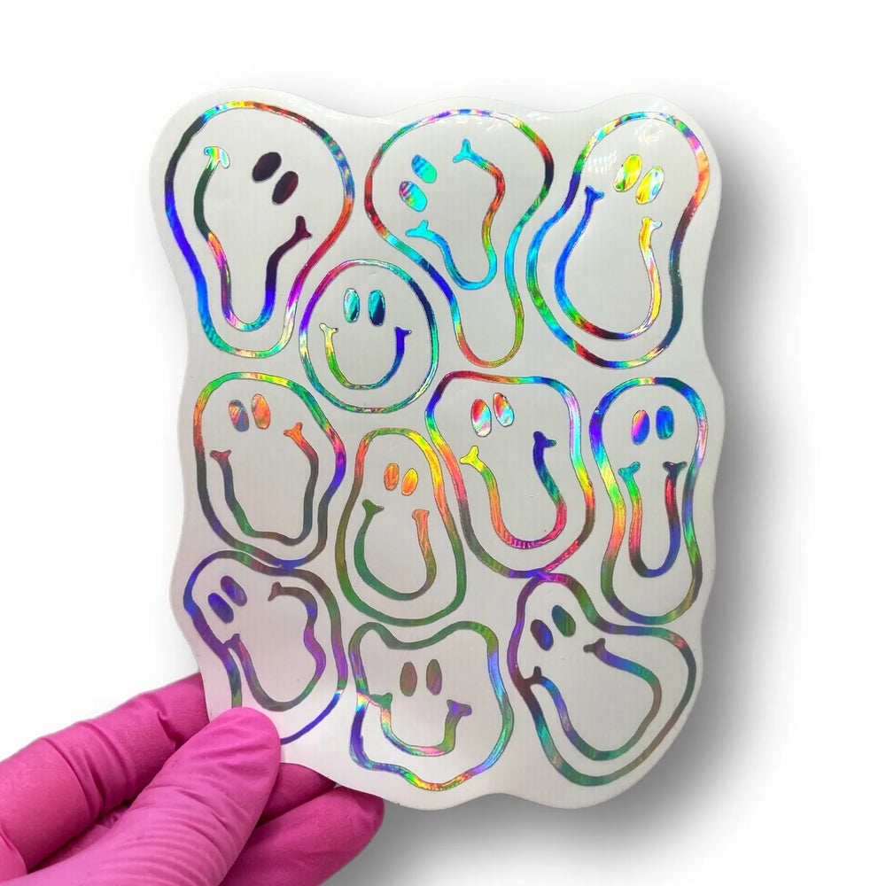 Holographic Funky Smile for Car Sticker Decoration Notebook Motorcycle Stickers External Accessories Waterproof PVC Vinyl Decals (ONLINE ORDER ONLY)