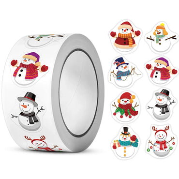 100-500pcs Heterotypic Christmas Themed Snowmans Stickers 8 Designs DlY Holiday Party Decoration Labels Stationery stickers (Online Order Only)