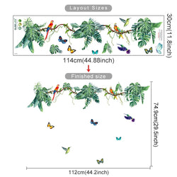 Green Leaves Butterfly Watercolor Tropical Wall Decal Stickers (ONLINE ORDER ONLY)