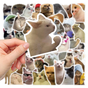 10/30/50PCS Cat Cartoon Stickers Funny Meme Kids Toy DIY Waterproof Luggage Laptop Suitcase Water Bike Bottle Decals Decoration (ONLINE ORDER ONLY)