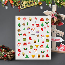 3D Gold Glitter Snowflake Nail Sticker Winter Reflective Elk Star Balloon Christmas Tree Foil Xmas New Year Decal Tips Decoratio (ONLINE ORDER ONLY)