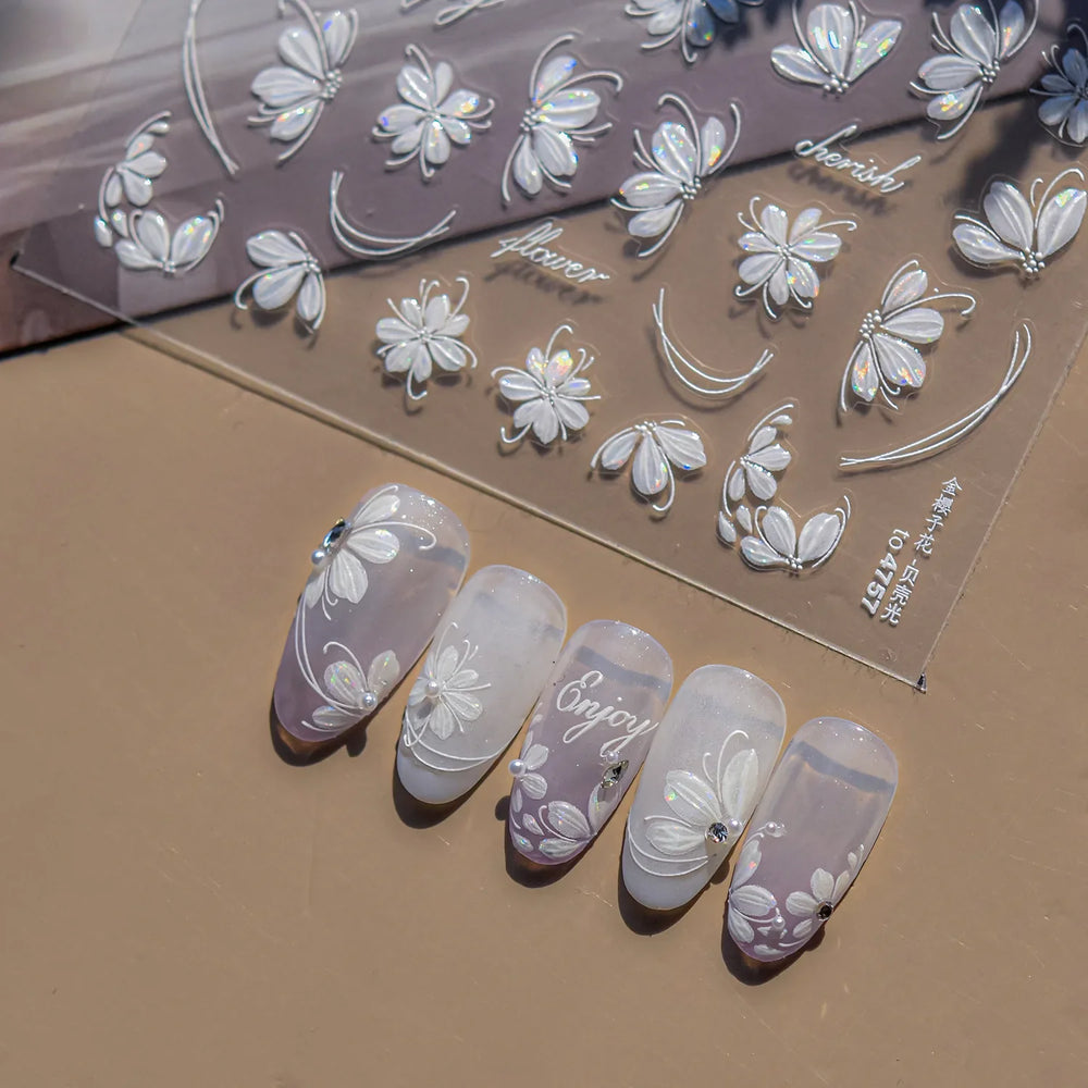 Shiny Cherokee Rose Golden Cherry Blossom Cherish Enjoy Flower Line Petal Delicate Self Adhesive Nail Art Sticker Manicure Decal (ONLINE ORDER ONLY)