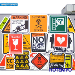 50Pieces Stop Danger Warning Slogans Spoof Risk Tip Funny Signs Waterproof Stickers for Laptop Phone Motorcycle Car Bike Sticker (ONLINE ORDER ONLY)