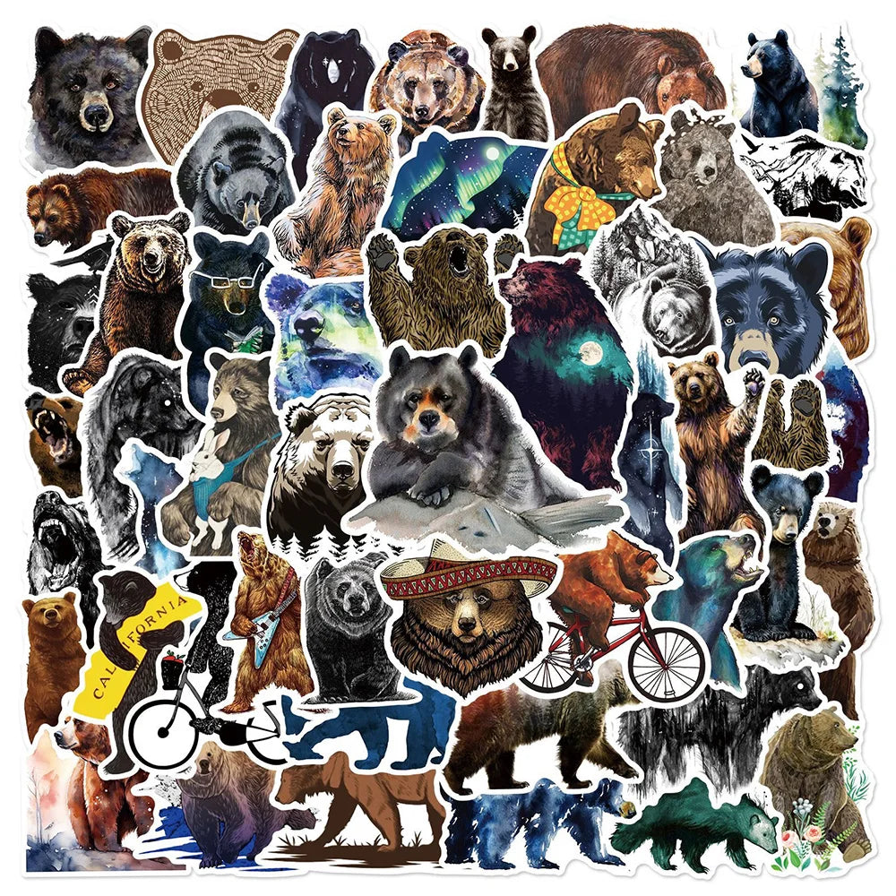 Bear Cartoon Stickers Pack - Phone, Laptop, Luggage, Skateboard Decals for Kids (ONLINE ORDER ONLY)