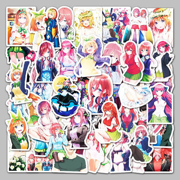 50pcs Quintessential Quintuplets Anime Stickers - Yotsuba, Miku, Nino - Wall Room Decoration Pack (ONLINE ORDER ONLY)