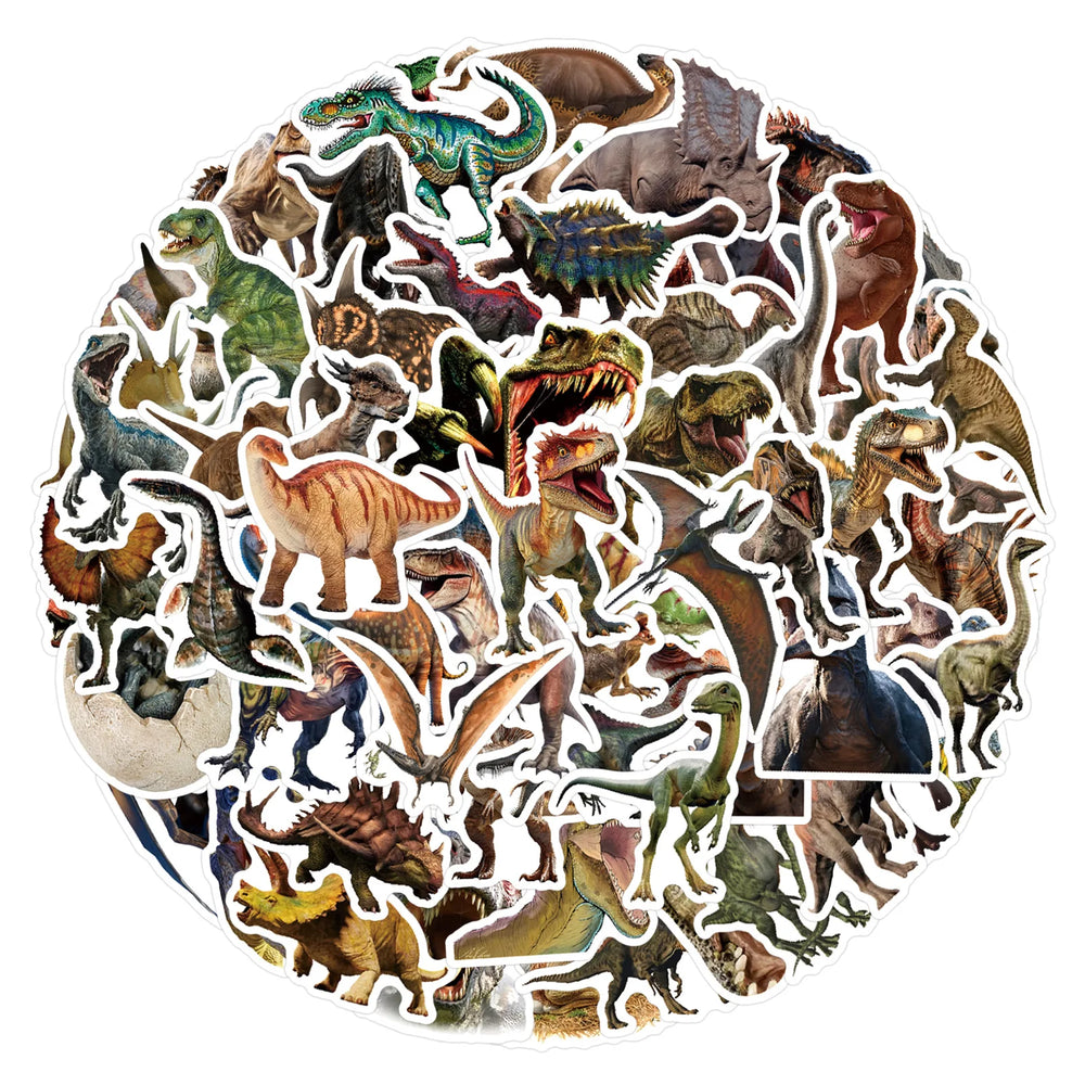 10/30/50/110PCS Jurassic Dinosaur Stickers Cool Realistic Animal Decoration DIY Kids Toys Laptop Phone Guitar Car Bike Sticker (ONLINE ORDER ONLY)