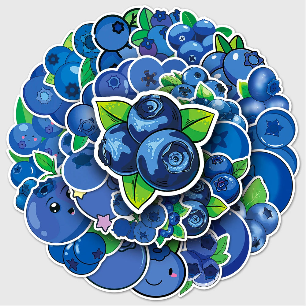 50Pcs Blueberry Cartoon Waterproof Vinyl Stickers for Skateboard Snowboard (Online Order Only)