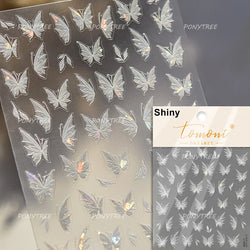 Chic Beautiful White Butterfly Shiny Lace Star Adhesive Nail Art Stickers Animals Charm Snowflake Manicure Decals Nail Supplies (Online Order Only)