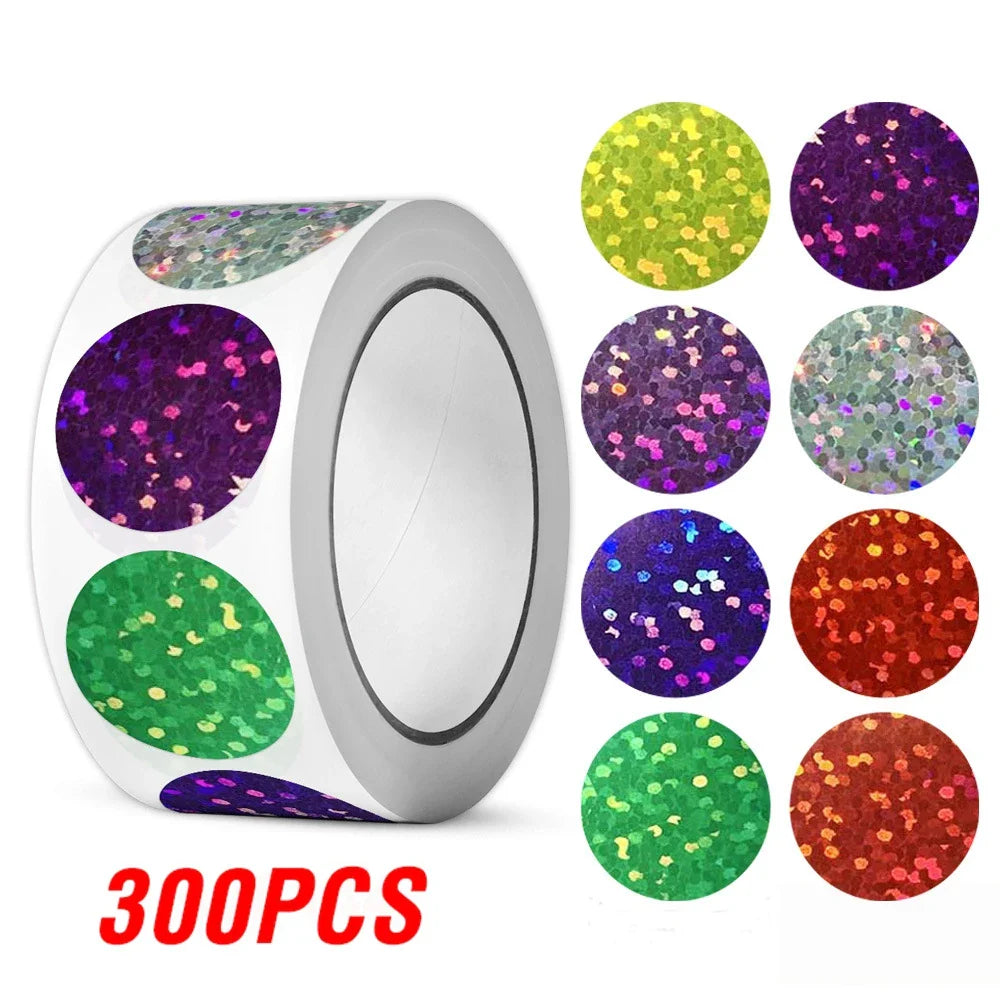 100-500pcs Holographic Color Round Stickers Wedding Gift Seal Labels Decor Stickers Kids Reward Foil Star Stationery Stickers (ONLINE ORDER ONLY)