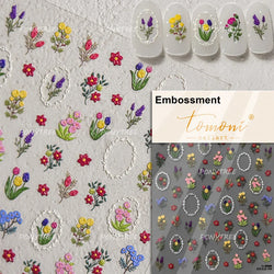 Lovely Bowknot Flower Shiny Star Love Heart Vibrant and Lively Tulip Moon Self Adhesive Nail Art Stickers Relief Manicure Decals (ONLINE ORDER ONLY)