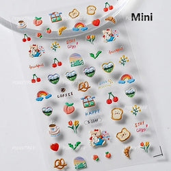 Bear Star Bowknot  Duck Cherry House Mini Flower Butterfly Line Bow Tie Apple Gird Cute Chic Nail Art Stickers Manicure Decals (ONLINE ORDER ONLY)
