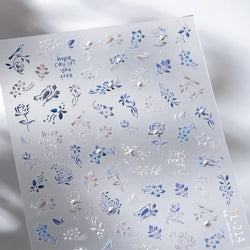 Blue Flower Vivid Bird Hope Can Set You Free Magpie Leaf Pearl Letter Adhesive Nail Art Sticker Aesthetic Beauty Manicure Decal (ONLINE ORDER ONLY)