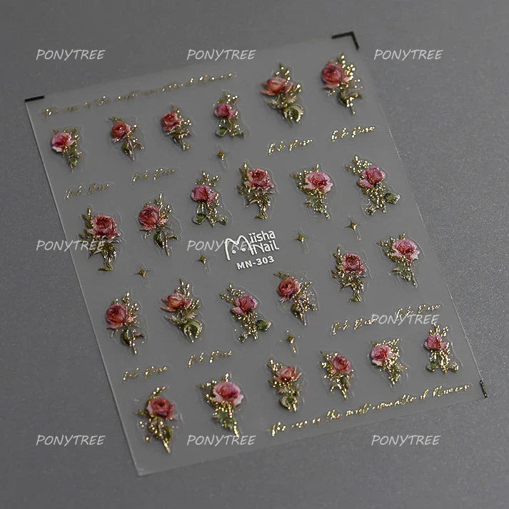 Snake Rose  Flower Chinese Knot Calabash Gourd Peony Good Fortune Self Adhesive Nail Art Stickers Manicure Decals Nail Supplies (ONLINE ORDER ONLY)