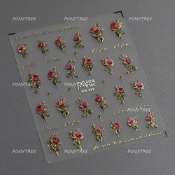 Snake Rose  Flower Chinese Knot Calabash Gourd Peony Good Fortune Self Adhesive Nail Art Stickers Manicure Decals Nail Supplies (ONLINE ORDER ONLY)