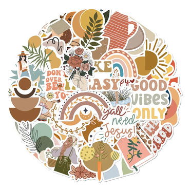 10/30/50/100pcs Cute Cartoon Art Bohemian Aesthetic Stickers Graffiti Decals Kid Toy Scrapbook Laptop Notebook Guitar Sticker (Online Order Only)