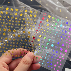9Pcs 3D Sliver Stars Nails Stickers Bronzing Star Nail Art Decals For DIY Nail Art Decoration Self Adhesive Nail Manicure Parts* (Online Order Only)