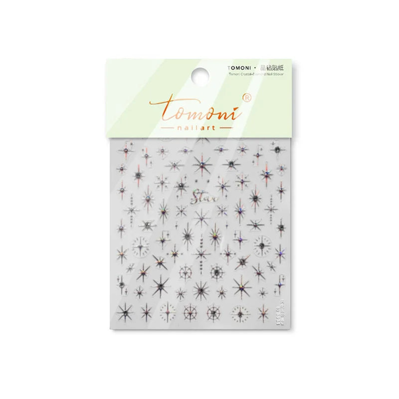 Gold Silver Star Laser Pink Colorful Glitter Starlight Sparkle Rhinestones Relief Nail Art Decorations Stickers Manicure Decals (ONLINE ORDER ONLY)