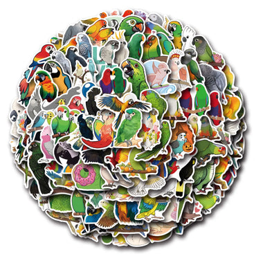Parrot Cartoon Stickers: 10/30/50/110PCS Funny Animal Decals for Scrapbook, Fridge, Laptop, Phone, Guitar, Skateboard (Online Order Only)
