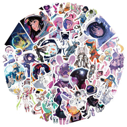 Beautiful Girl Astronaut Stickers - Waterproof Decals for Skateboard, Notebook, Phone, Laptop, Car (10/30/50pcs) (ONLINE ORDER ONLY)