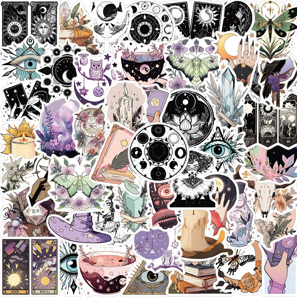 10/30/50PCS Gothic Magic Witch Stickers Aesthetic Graffiti DIY Phone Laptop Scrapbook Suitcase Bike PVC Watrproof Decals Kid Toy (ONLINE ORDER ONLY)