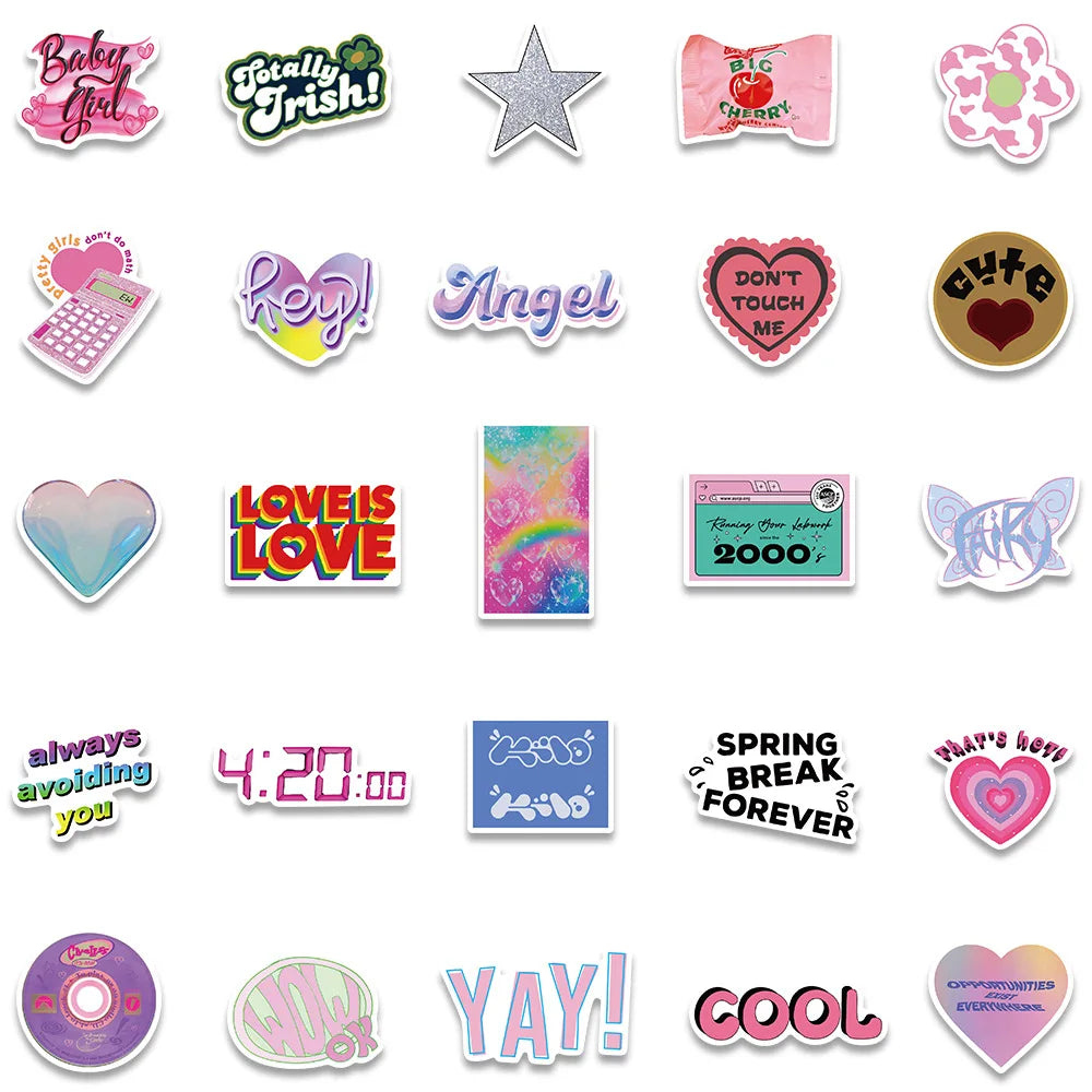 10/30/50PCS Ins Bratz Pink Girls Stickers Aesthetic DIY Phone Laptop Skateboard Notebook Suitcase Car Cute Cartoon Decal Sticker (ONLINE ORDER ONLY)