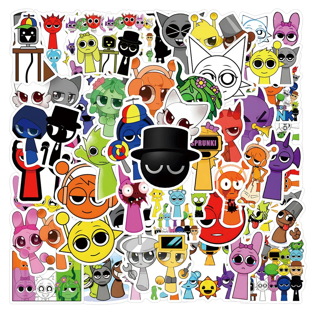 Incredibox Sprunki Stickers 10/30/55/110PCS DIY Skateboard Notebook Fridge Phone Guitar Luggage Decals Toy Graffiti (ONLINE ORDER ONLY)