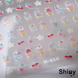 Lovely Red Heart Crystal Cherry Fruit Bowknot Letter Gold Pink Self Adhesive Nail Art Sticker Delicate Rhinestone Manicure Decal (ONLINE ORDER ONLY)