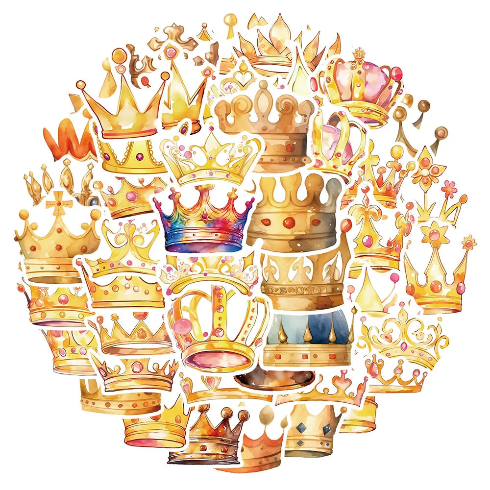 Crown Cartoon Graffiti Stickers for Suitcase, Skateboard, Laptop, Luggage, Phone, DIY Decal (10/30/50 Pcs) (ONLINE ORDER ONLY)