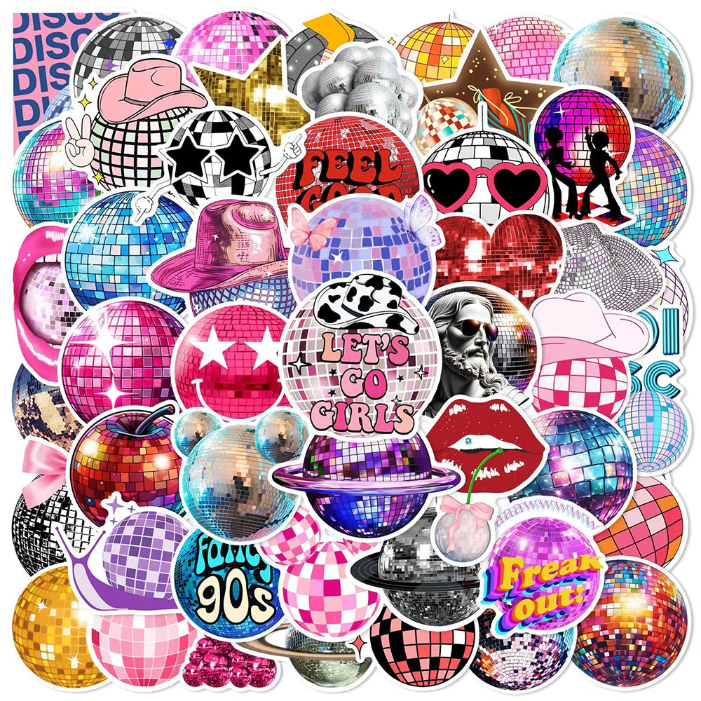Disco Ball Stickers Decals PVC Waterproof Skateboard Phone Fridge Helmet Car Graffiti (Online Order Only)