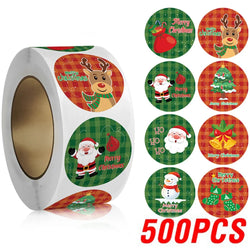100-500pcs Merry Christmas Stickers Christmas Theme Seal Labels Stickers For DIY Gift Baking Package Envelope Stationery (ONLINE ORDER ONLY)