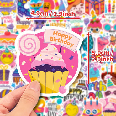 10/30/50PCS Happy Birthday PVC Sticker Aesthetic Decoration Scrapbooking Children's Korean Stationery School Supplies for Kids (ONLINE ORDER ONLY)